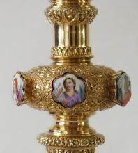 Solid silver gilt antique French Marian Gothic Chalice.